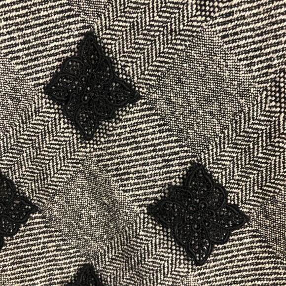 VTG Francesca Mammoliti Wool Herringbone Tweed Lace Diagonal Midi Skirt Sz M - Picture 10 of 13